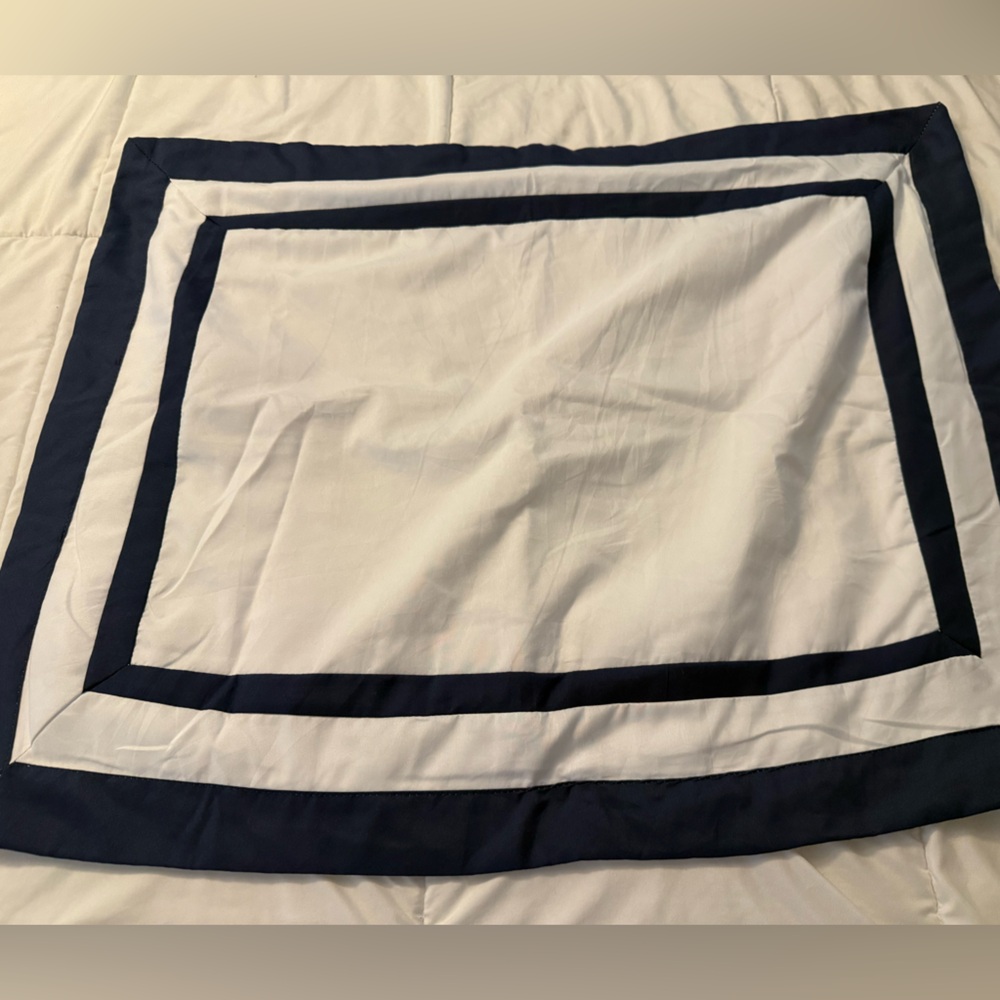 Navy and White Bordered Blanket